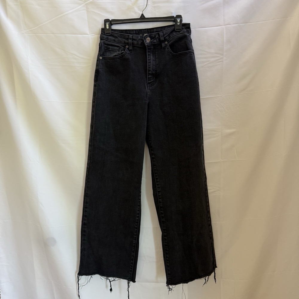 L&M Black Label Women's Straight Leg Size 5 High Rise Raw Hem Black